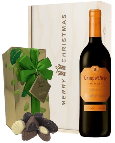 Spanish Rioja Reserva Red Wine Christmas Wine and Chocolate Gift Box