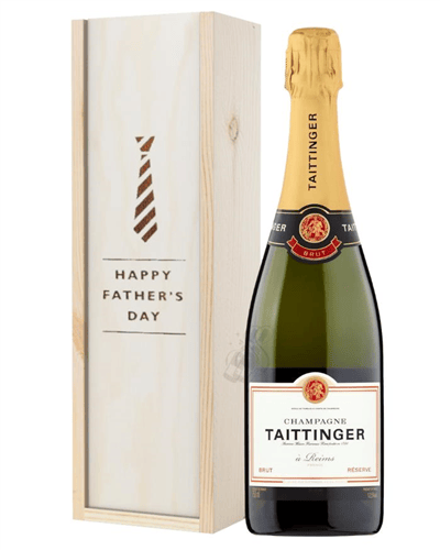 Taittinger Brut Champagne Fathers Day Gift In Wooden Box