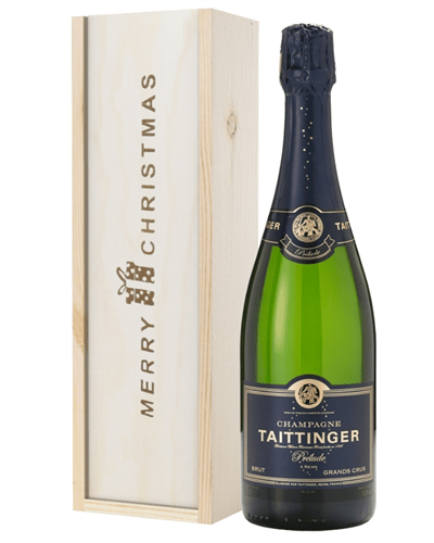 Taittinger Prelude Champagne Single Bottle Christmas Gift In Wooden Box