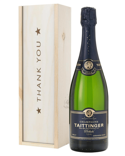 Taittinger Prelude Champagne Thank You Gift In Wooden Box