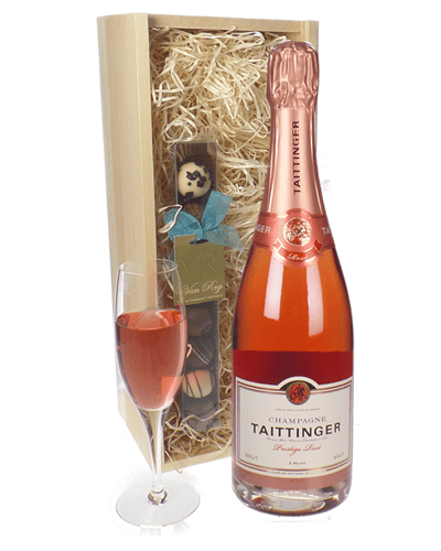 Taittinger Rose Champagne and Chocolates Gift Set