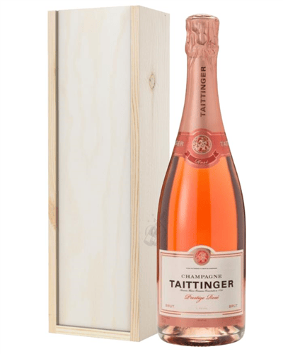 Taittinger Rose Champagne Gift in Wooden Box