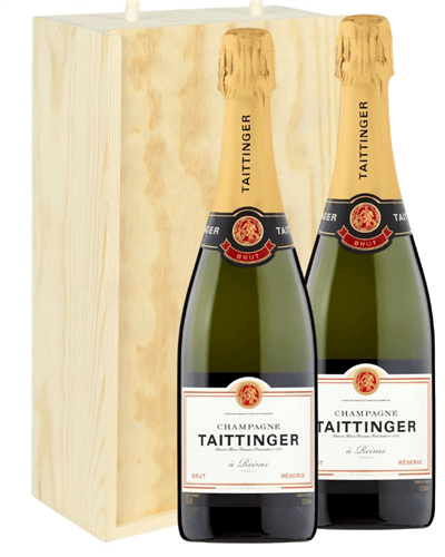 Taittinger Two Bottle Champagne Gift in Wooden Box