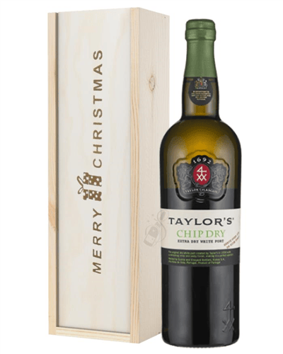 Taylors Chip Dry White Port Christmas Gift In Wooden Box
