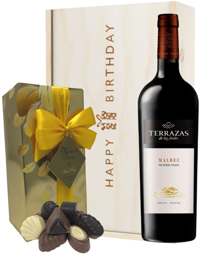 Terrazas Reserva Malbec Wine and Chocolate Birthday Gift Box