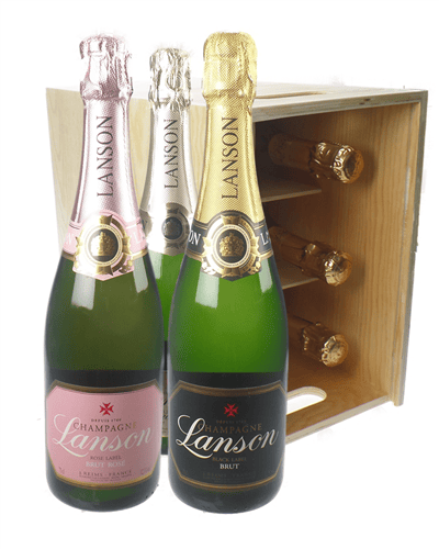 The Lanson Collection Champagne Six Bottle Wooden Crate