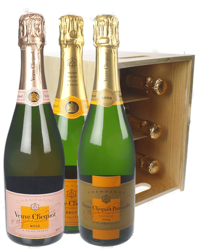 The Veuve Collection Champagne Six Bottle Wooden Crate