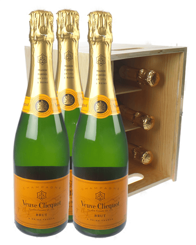 Veuve Clicquot Champagne Six Bottle Wooden Crate