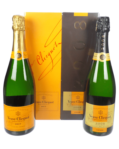 Veuve Clicquot Champagne Two Bottle Gift Box Non Vintage And Vintage