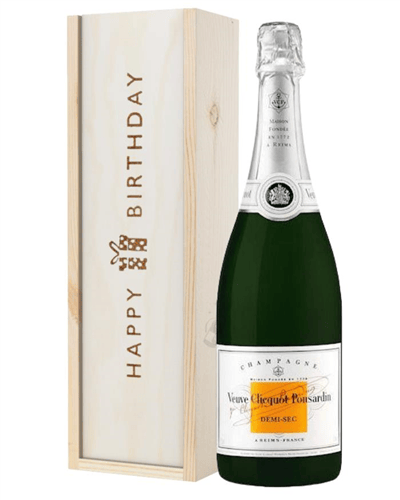 Veuve Clicquot Demi Sec Champagne Birthday Gift In Wooden Box