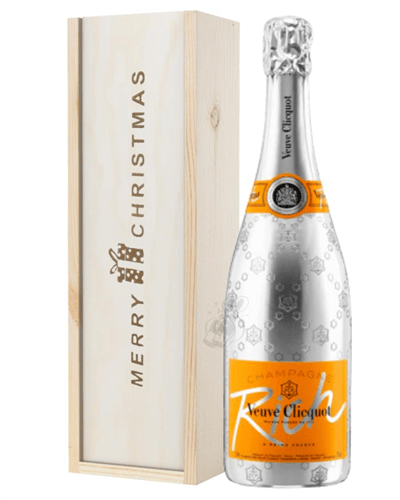 Veuve Clicquot Rich Champagne Single Bottle Christmas Gift In Wooden Box
