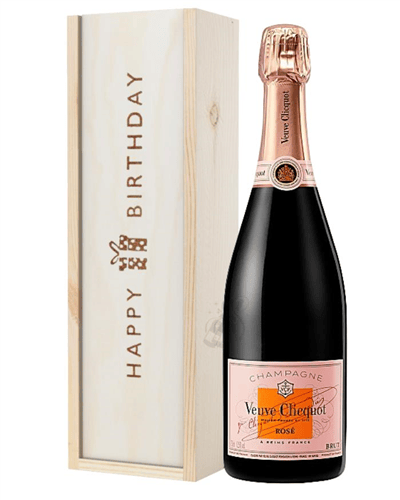 Veuve Clicquot Rose Champagne Birthday Gift In Wooden Box