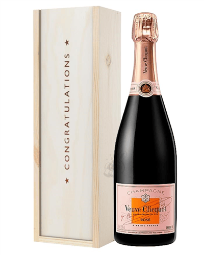 Veuve Clicquot Rose Champagne Congratulations Gift In Wooden Box
