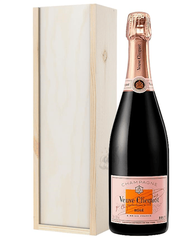 Veuve Clicquot Rose Champagne Gift in Wooden Box