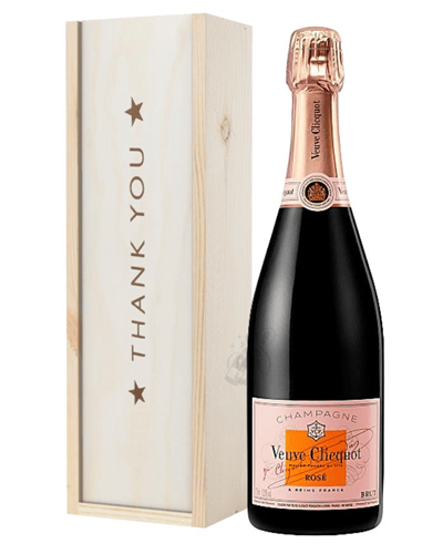 Veuve Clicquot Rose Champagne Thank You Gift In Wooden Box