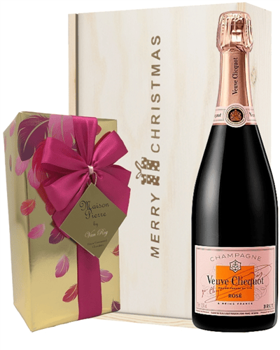 Veuve Clicquot Rose Christmas Champagne and Chocolates Gift Box