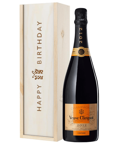 Veuve Clicquot Vintage Champagne Birthday Gift In Wooden Box