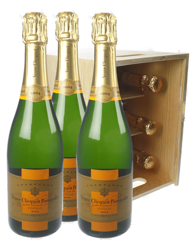 Veuve Clicquot Vintage Champagne Six Bottle Wooden Crate