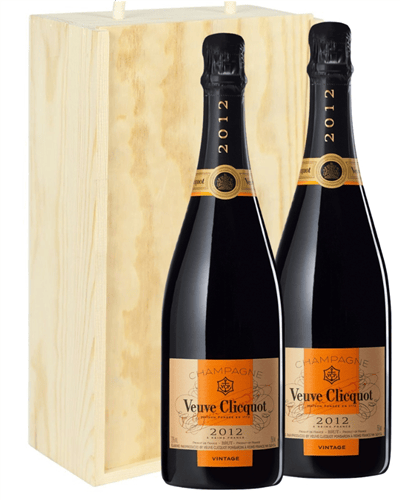 Veuve Clicquot Vintage Two Bottle Champagne Gift in Wooden Box
