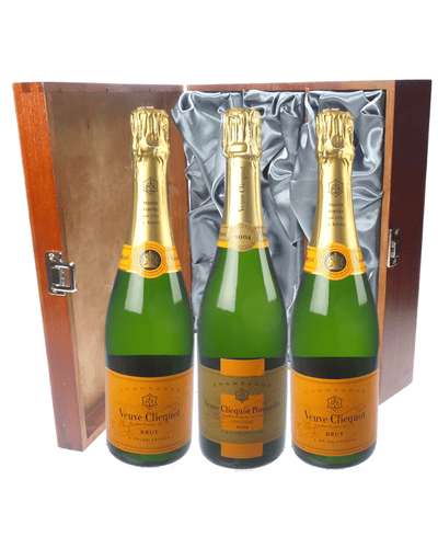 Veuve NV Champagne and Vintage Champagne Triple Luxury Gift