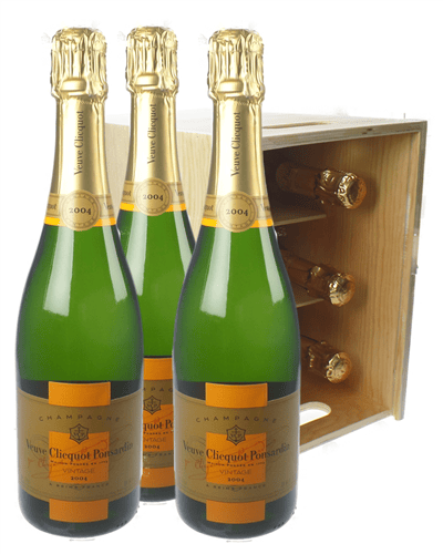 Veuve Clicquot Vintage Champagne Six Bottle Wooden Crate