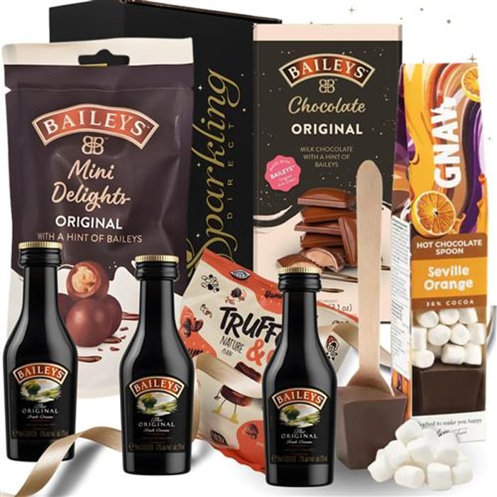 Christmas Baileys Gift Set for Women - 3 x Mini Baileys Bottles (5cl) & Luxury Chocolate Hamper