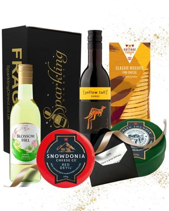 Wine Gift Set – Red &amp; White Wine &amp; Cheese Hamper
