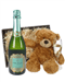Cava And Teddy Bear Gift Basket