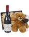 Chateauneuf Du Pape Red Wine and Teddy Bear Gift Basket