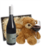 Chilean Merlot Red Wine and Teddy Bear Gift Basket