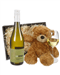 Chilean Sauvignon Blanc White Wine and Teddy Bear Gift Basket