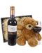 Italian Sangiovese Red Wine and Teddy Bear Gift Basket