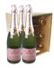 Lanson Rose Champagne Six Bottle Wooden Crate