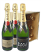 Moet NV and Moet Vintage Champagne Six Bottle Wooden Crate