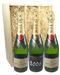 Moet NV and Vintage Three Bottle Champagne Gift in Wooden Box