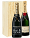 Moet NV and Vintage Two Bottle Champagne Gift in Wooden Box