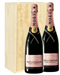 Moet Rose Two Bottle Champagne Gift in Wooden Box