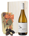 New Zealand Sauvignon Blanc White Wine and Chocolates Gift Set in Wooden Box