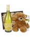 Pouilly Fume White Wine and Teddy Bear Gift Basket