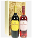Red And Rose Two Bottle Wine Gift in Wooden Box