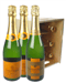 Veuve Clicquot NV and Veuve Vintage Champagne Six Bottle Wooden Crate