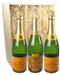 Veuve Clicquot NV and Vintage Three Bottle Champagne Gift in Wooden Box