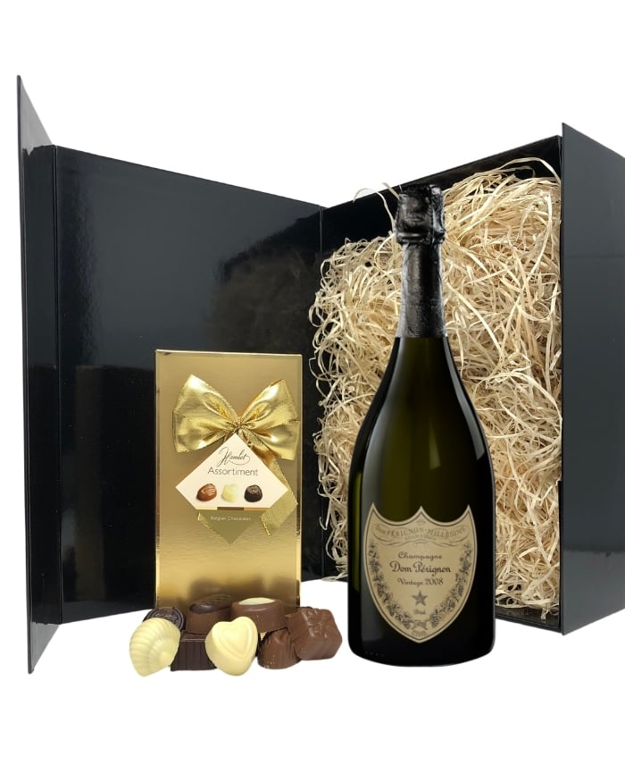 Dom Perignon Champagne & Belgian Chocolates Gift Box Next Day Delivery UK