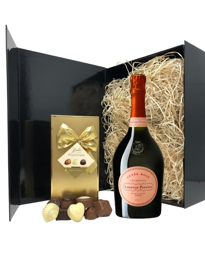 Laurent Perrier Rose Champagne & Belgian Chocolates Gift Box Next Day