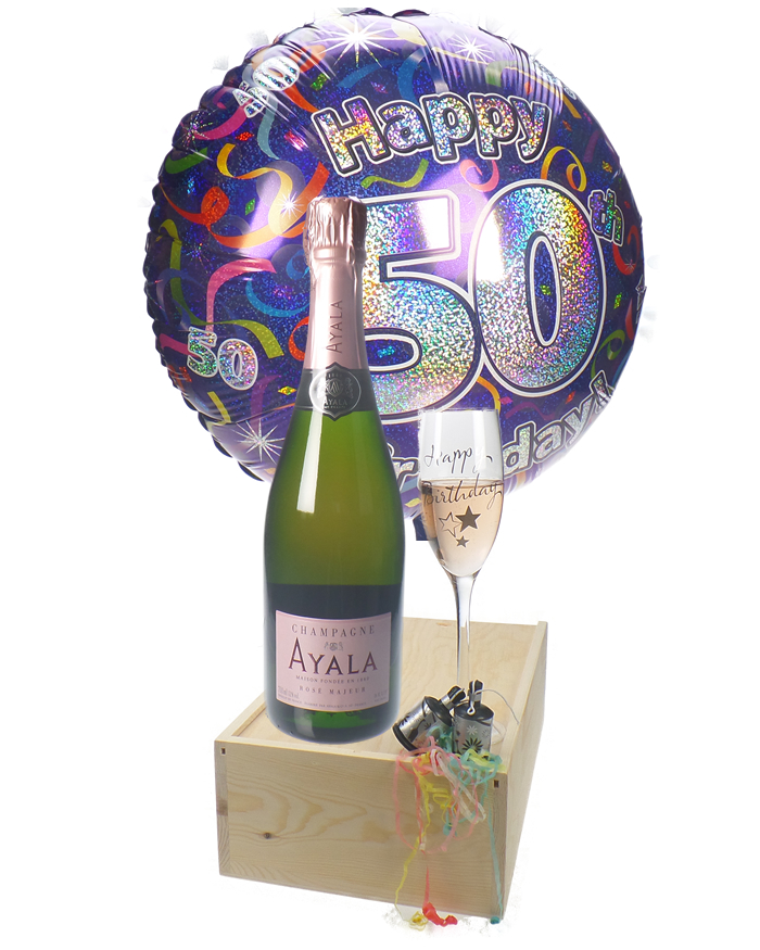 50th Birthday Rose Champagne Flute Gift Next Day Delivery UK