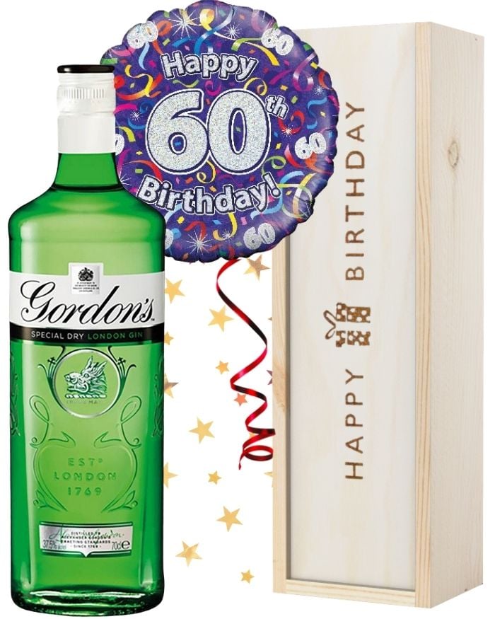 60th Birthday Gin and Balloon Gift Next Day Delivery UK