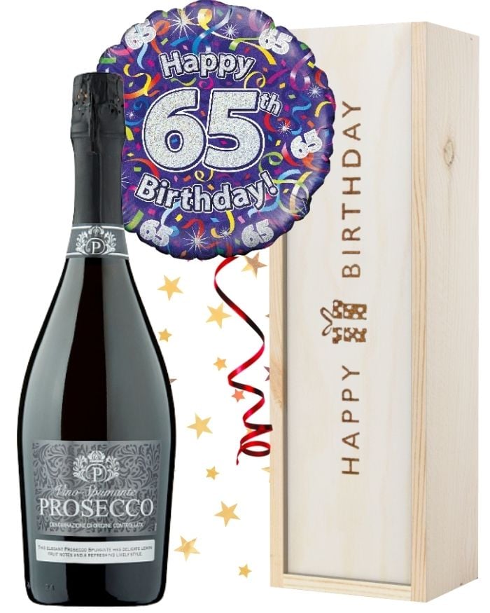 65th Birthday Prosecco and Balloon Gift Next Day Delivery UK