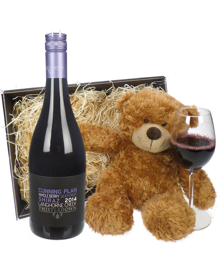🍷 Australian Shiraz Red Wine and Teddy Bear Gift Basket