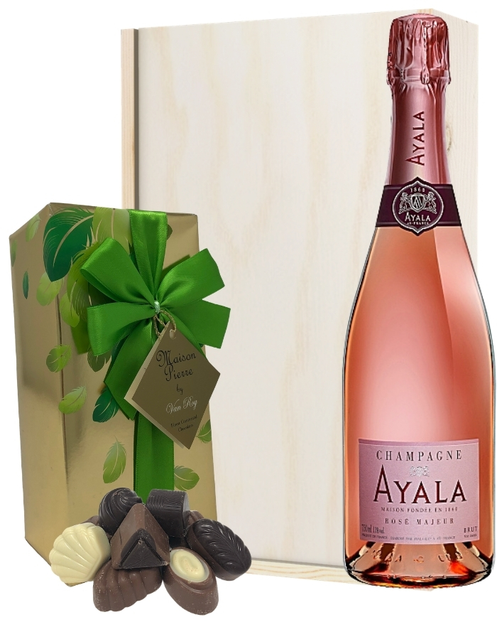 Ayala Rose Champagne & Belgian Chocolates Gift Box Next Day Delivery UK