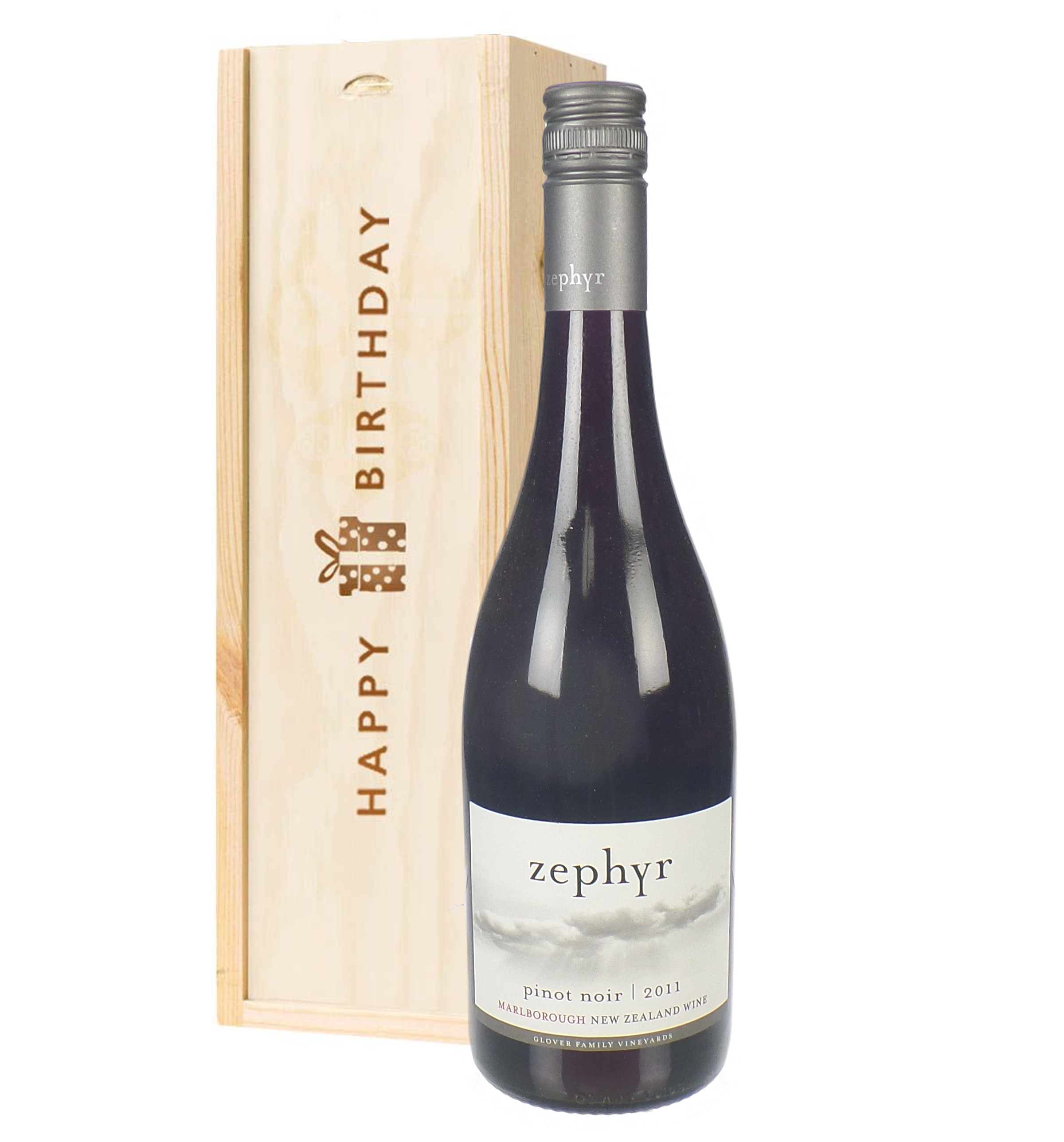 New Zealand Pinot Noir Red Wine Birthday Gift In Wooden ...